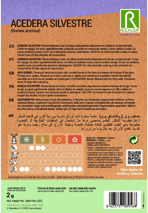 ACEDERA SILVESTRE 2 GRAMOS - SEMILLAS ROCALBA