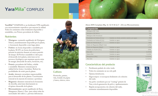 ABONO GRANULADO COMPLEJO 5 Kg NPK 12-11-18 (Mg, S /2,7 - 20) con Micronutrientes