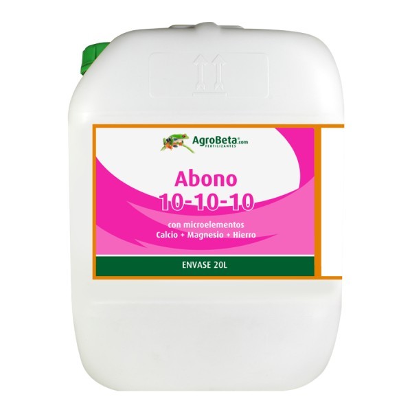 ABONO LIQUIDO NPK 10-10-10 + CALCIO-MAGNESIO- HIERRO 20L- AGROBETA