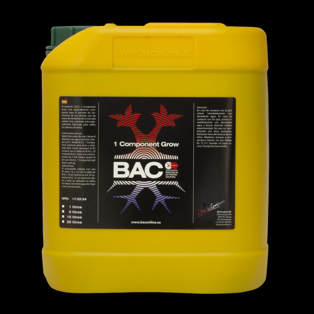 BAC 1 COMPONENTE GROW 5L - FERTILIZANTE DE CRESCIMENTO MINERAL