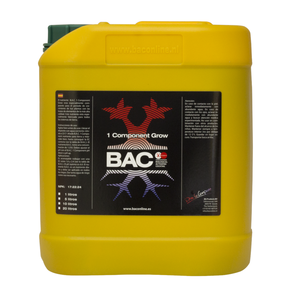 BAC 1 COMPONENTE GROW 5L - FERTILIZANTE DE CRESCIMENTO MINERAL