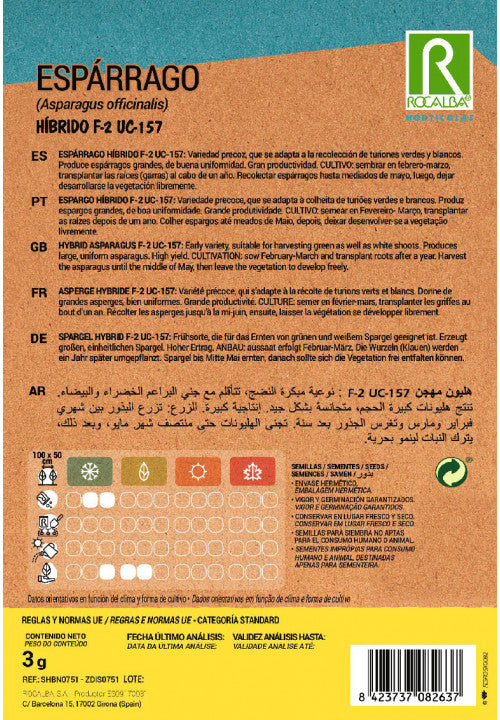 SEMILLA ESPARRAGO F-2 HIBRIDO 3 GR.