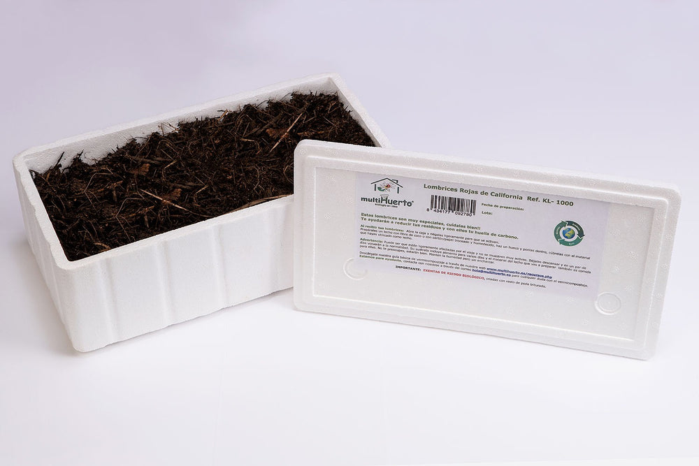 KIT DE 1000 UD. LOMBRICES ROJAS CALIFORNIANAS CERTIFICADA