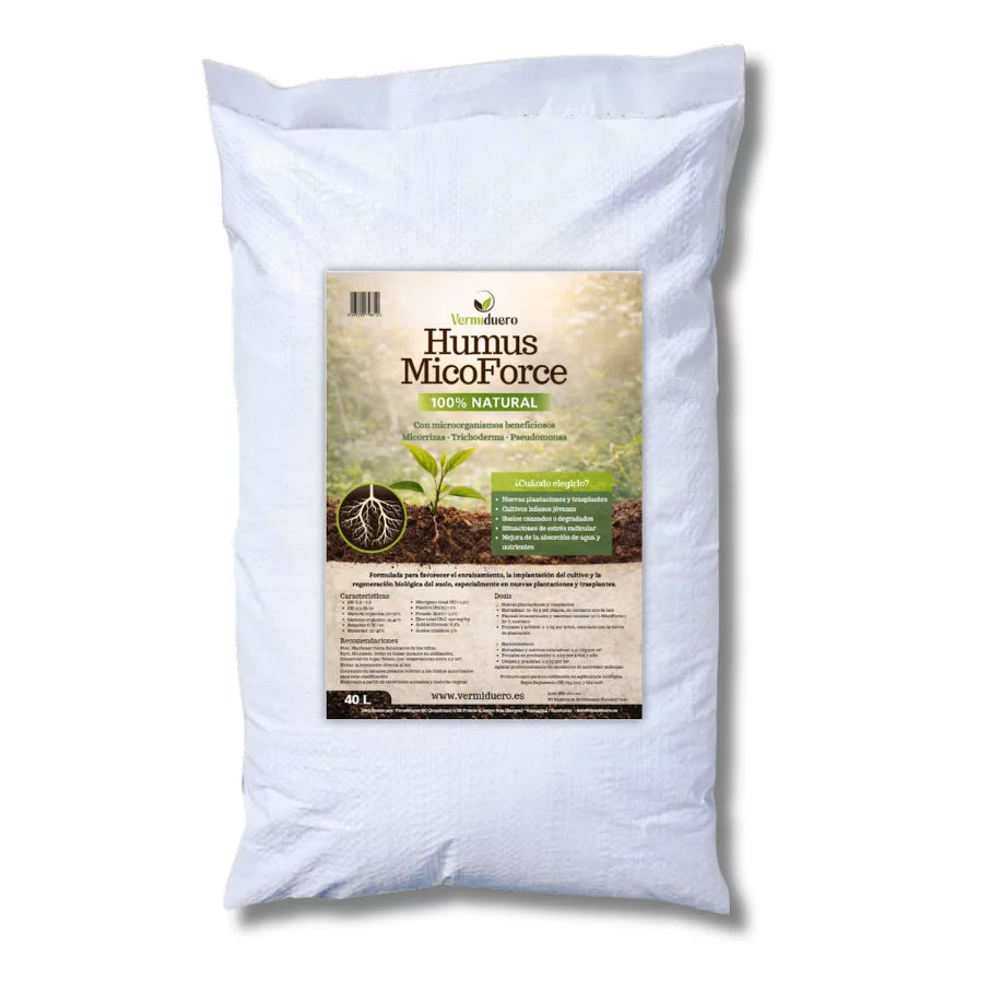 Humus de Lombriz 40L (20 kg) con Micorrizas y Trichodermas - Mycoforce Ecologico